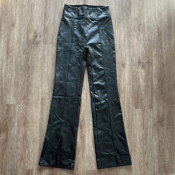 Abercrombie & Fitch Pants - Abercrombie & Fitch Faux Leather Pull On Split Front Hem Pants Black Size Small